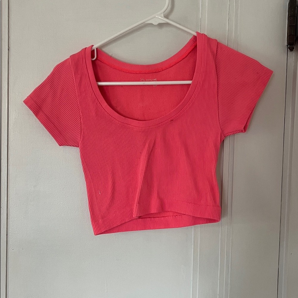 Aerie Pink Ribbed Crop Top